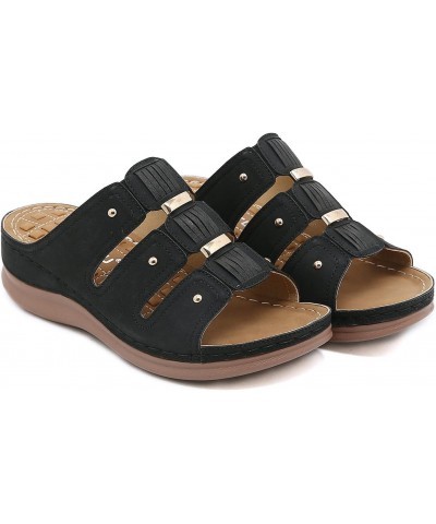 Women's Summer Peep Toe Roman Shoes,Summer Fashion Cutout Sandals Platform Wedge Sandals Walking Shoes (6,Black) $35.99 Sandals