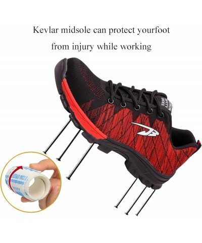 Men's Safety Toe Athletic Work Shoe,Lightweight Safety Shoes Slip Resistant Work Sneaker Breathable Puncture Proof Shoes, Red...