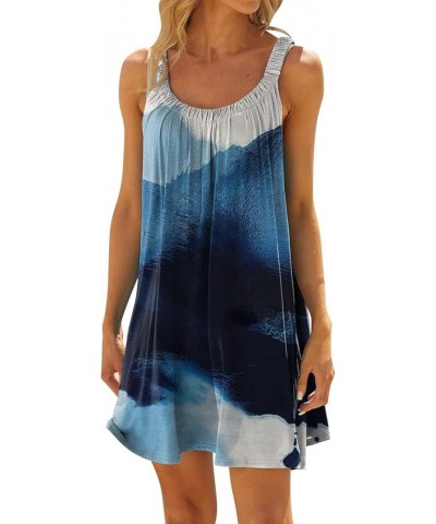 Sundresses for Women 2024 Casual Loose Fit Sleeveless Ruffle Tie Dye Printed Boho Short Tank Mini Dress Flowy Beach Sundress ...