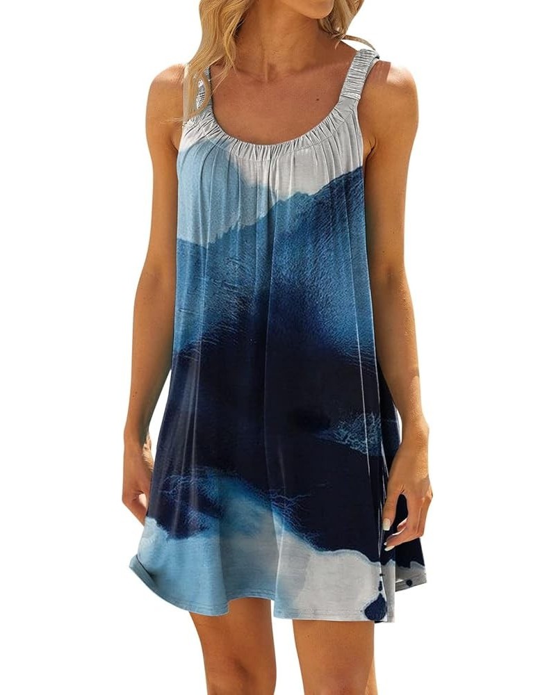 Sundresses for Women 2024 Casual Loose Fit Sleeveless Ruffle Tie Dye Printed Boho Short Tank Mini Dress Flowy Beach Sundress ...