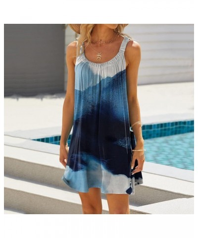 Sundresses for Women 2024 Casual Loose Fit Sleeveless Ruffle Tie Dye Printed Boho Short Tank Mini Dress Flowy Beach Sundress ...