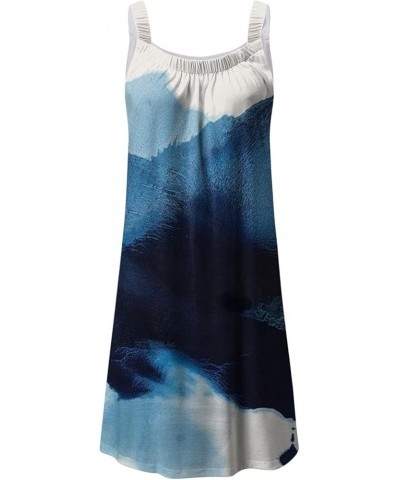 Sundresses for Women 2024 Casual Loose Fit Sleeveless Ruffle Tie Dye Printed Boho Short Tank Mini Dress Flowy Beach Sundress ...