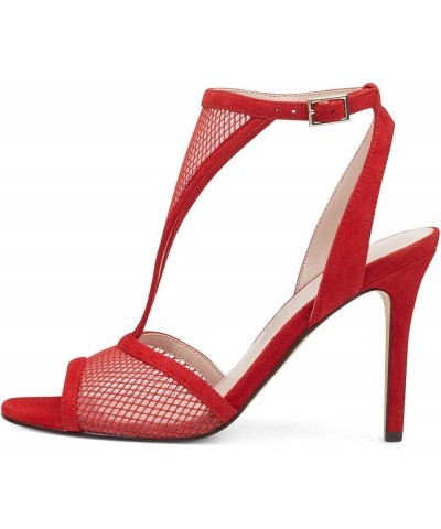 Women Peep Toe High Heels Mesh Sandals T Strap Cutout Open Back Stiletto Dress Pumps Red $45.08 Sandals