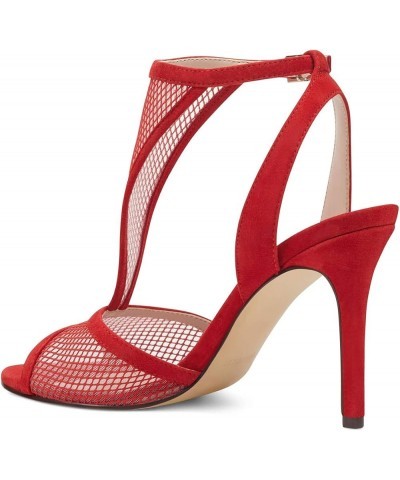 Women Peep Toe High Heels Mesh Sandals T Strap Cutout Open Back Stiletto Dress Pumps Red $45.08 Sandals