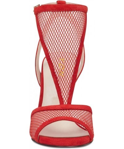 Women Peep Toe High Heels Mesh Sandals T Strap Cutout Open Back Stiletto Dress Pumps Red $45.08 Sandals