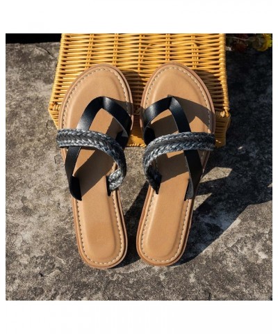 Womens Sandals Shoes Comfort Walking with Non Slip on Casual Summer Beach Shoes Women's Flat Sandals Black Black $12.83 Sandals