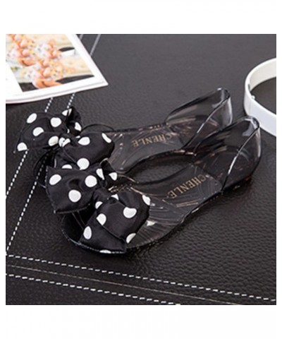 Women Bow Jelly Sandals Clear Slides Summer Beach Slippers Polka Dots Bow Flat Peep Toe Sandals Beach Casual Shoes Ladies Sli...