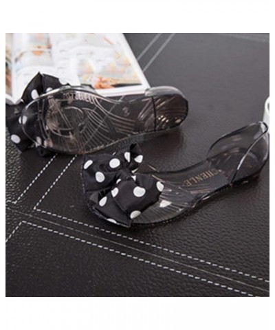 Women Bow Jelly Sandals Clear Slides Summer Beach Slippers Polka Dots Bow Flat Peep Toe Sandals Beach Casual Shoes Ladies Sli...