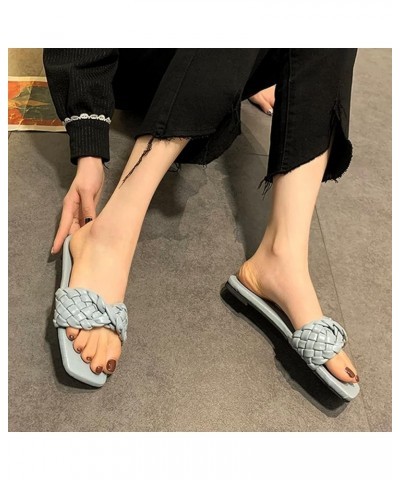 Woven Sandals with Bow Women's Square Toe SandalsOpen Weave Flats Slip Women Summer Sandals Slippers On Cute Sandals for Wome...