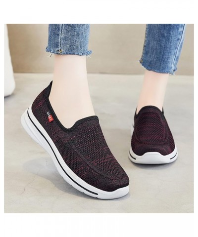 Fashion Summer Autumn Women Sports Shoes Flat Lightweight Mesh Solid Color Slip On Womens 574v2 Sneaker Red $13.13 Boots