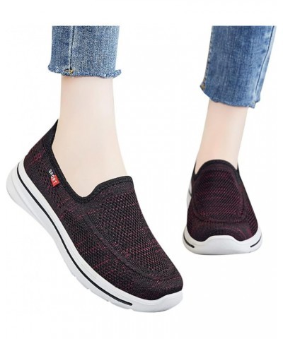 Fashion Summer Autumn Women Sports Shoes Flat Lightweight Mesh Solid Color Slip On Womens 574v2 Sneaker Red $13.13 Boots