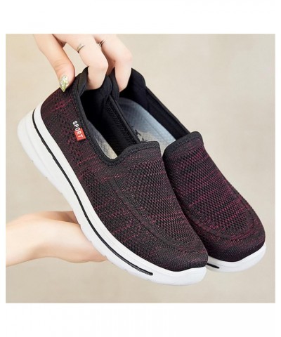 Fashion Summer Autumn Women Sports Shoes Flat Lightweight Mesh Solid Color Slip On Womens 574v2 Sneaker Red $13.13 Boots