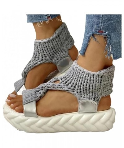 Women Higher Sandal Heels Square Open Toe Block Strappy Sandals Pump Sandals Hawaiian Vacation Slippers for Women Grey $14.20...