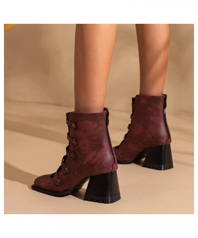 Fashion Casual Faux Fur Lined Ankle Boots with Pointed Toe and Stilettos for Women Red $27.93 Boots