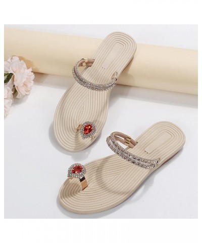 Flat Slide Sandals Women Women Slippers Flat Toe Slippers Rhinestone Slippers Fashion Summer Beach Sandals (Black, 6.5) 9 Red...