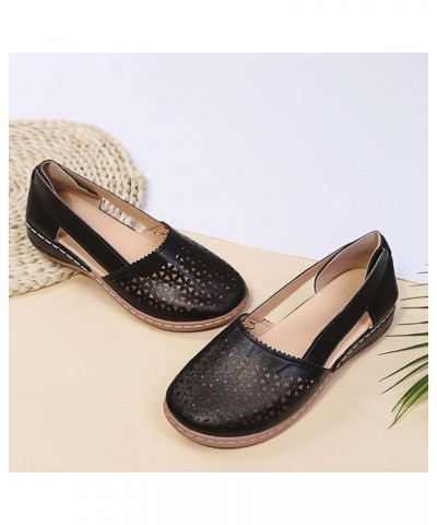 Women's Hollow Fashion Sandals, Non-slip Durable Round Toe Comfortable Casual Women's Shoes Black $18.86 Sandals