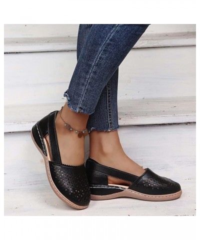 Women's Hollow Fashion Sandals, Non-slip Durable Round Toe Comfortable Casual Women's Shoes Black $18.86 Sandals