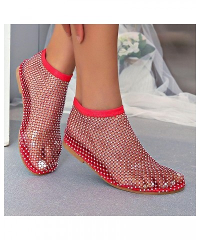 Women's Flat Sandals Comfortable Chunky Block Heels Orthopedic Sandals Lightweight 2024 Red $14.87 Sandals