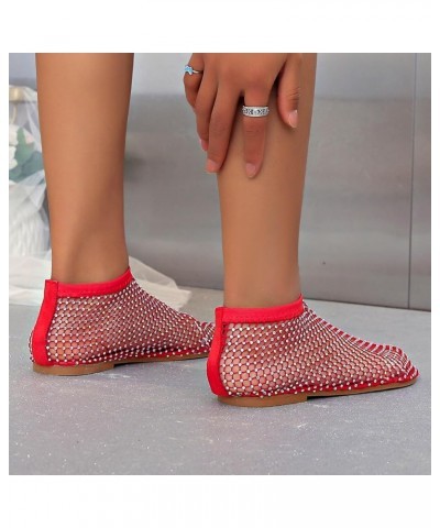 Women's Flat Sandals Comfortable Chunky Block Heels Orthopedic Sandals Lightweight 2024 Red $14.87 Sandals