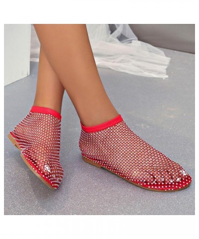 Women's Flat Sandals Comfortable Chunky Block Heels Orthopedic Sandals Lightweight 2024 Red $14.87 Sandals