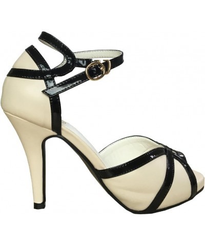 Peep Toe Heels for Women Sexy Strappy High Heels Ankle Strap Heeled Sandals Ivory $17.09 Sandals