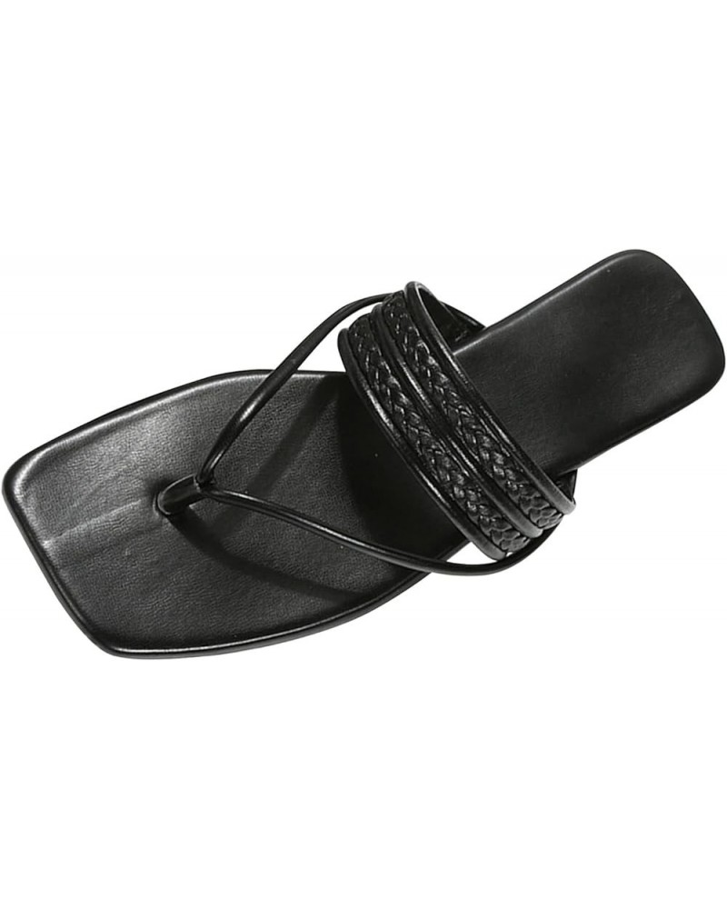 Womens Beach Slippers Cross Belt Slip On Flat Flip Flops summer shoes for women Leather sandals Z 14-black $23.84 Sandals