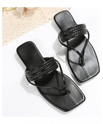 Womens Beach Slippers Cross Belt Slip On Flat Flip Flops summer shoes for women Leather sandals Z 14-black $23.84 Sandals