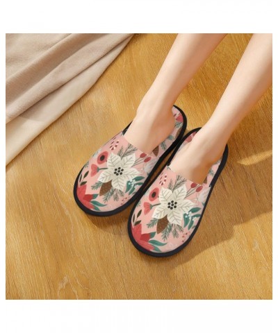 Non-Slip Furry Slipper For Men Women Nature Flower Plush House Slippers Indoor Bedroom Shoes $9.11 Slippers