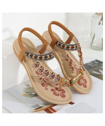 Sandals Womens Sandal Sandels, Womens Beach Shoes Women Sandals Cute Ballet Flats Shoes For Women Wide Width Sandals W Brown-...