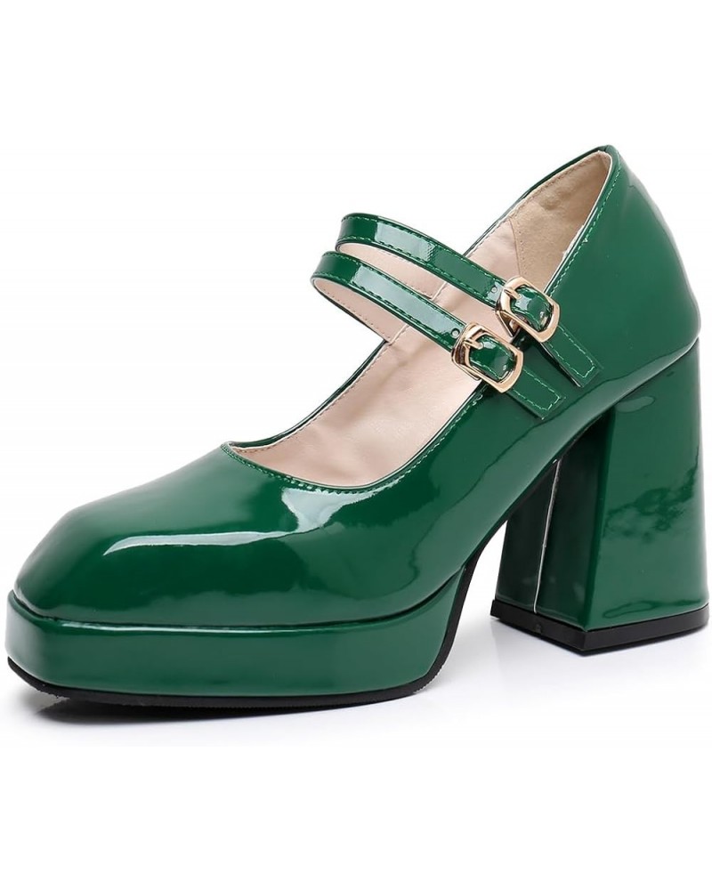 Womens DC749 Closed Toe Low Cut Uppers Platform Pu High Chunky Pumps Green $40.41 Pumps