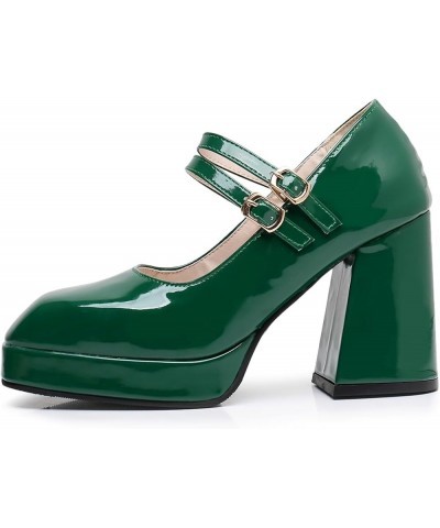 Womens DC749 Closed Toe Low Cut Uppers Platform Pu High Chunky Pumps Green $40.41 Pumps