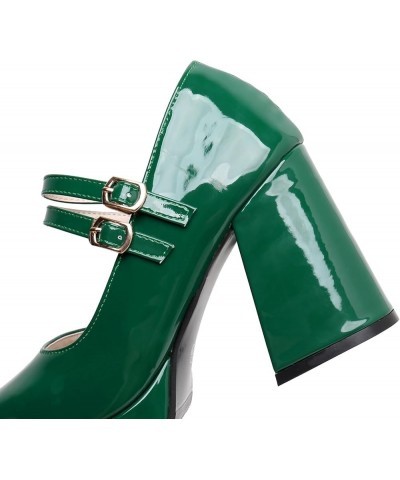 Womens DC749 Closed Toe Low Cut Uppers Platform Pu High Chunky Pumps Green $40.41 Pumps