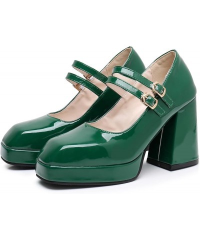 Womens DC749 Closed Toe Low Cut Uppers Platform Pu High Chunky Pumps Green $40.41 Pumps