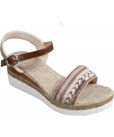 Sandalias cós mujer sandalias romanas Boca pescado verano zapatos playa sandalias planas clásicas calle R-999 Beige $12.97 At...