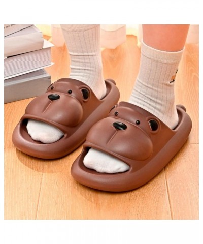 Womens Slippers Fuzzy Home Lovers Non Slip Comfortable Cotton Slippers Women Wear Fashion Thick Sole Plush Brown $20.15 Slippers