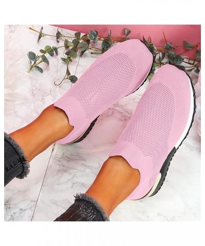 Women Athletic Running Shoes Mesh Sneakers Tennis Breathable Walking Gym Work Shoes Plaid Flats Pink $16.67 Athletic Shoes