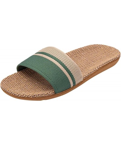 Women Fashion Household Slippers Flip-Flops Shoes Linen Slippers Beach Sandals Summer Breathable Flat Shoes Striped Sandals G...