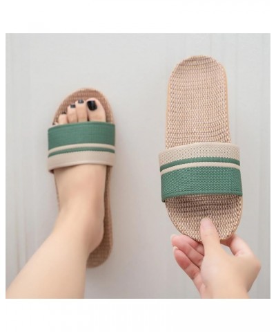 Women Fashion Household Slippers Flip-Flops Shoes Linen Slippers Beach Sandals Summer Breathable Flat Shoes Striped Sandals G...