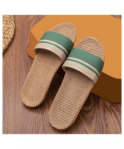 Women Fashion Household Slippers Flip-Flops Shoes Linen Slippers Beach Sandals Summer Breathable Flat Shoes Striped Sandals G...