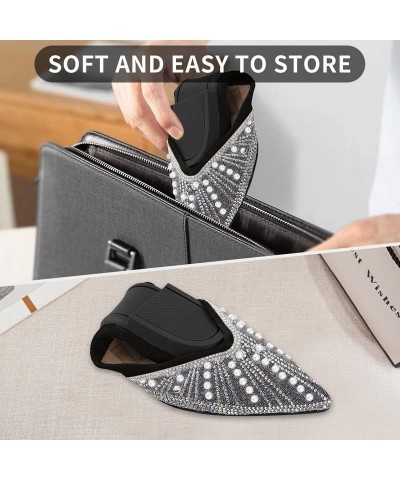 Women's Pointed Flat Shoes Non Slip Comfort Slip on Breathable Wedding Dress Bling Rhinestone Walking Flats Shoes D-black $26...