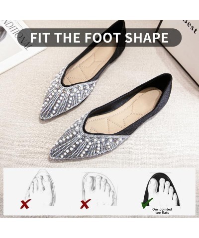 Women's Pointed Flat Shoes Non Slip Comfort Slip on Breathable Wedding Dress Bling Rhinestone Walking Flats Shoes D-black $26...