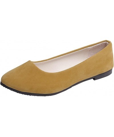 Woman Ballet Pumps Comfy Almond Toe Slip-On Fall Flat Pumps for Teen Girl Cozy Flat Loafer Shoes Yellow $13.25 Outdoor Shoes