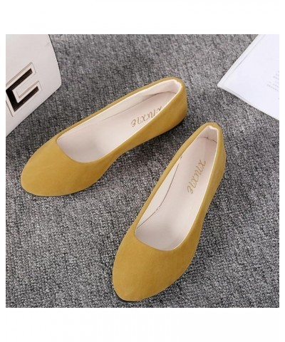 Woman Ballet Pumps Comfy Almond Toe Slip-On Fall Flat Pumps for Teen Girl Cozy Flat Loafer Shoes Yellow $13.25 Outdoor Shoes