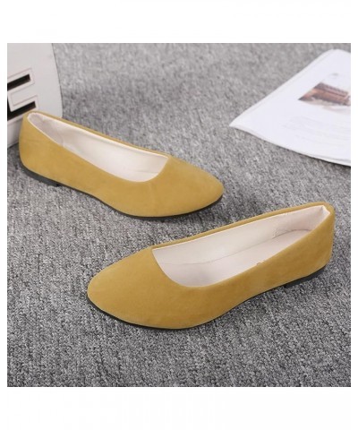 Woman Ballet Pumps Comfy Almond Toe Slip-On Fall Flat Pumps for Teen Girl Cozy Flat Loafer Shoes Yellow $13.25 Outdoor Shoes