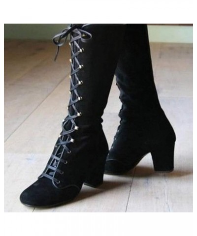 Women's Round Toe Faux Suede Stacked Heel Western Ankle Booties Work Combat Boots for Women Z 13-black $26.01 Boots