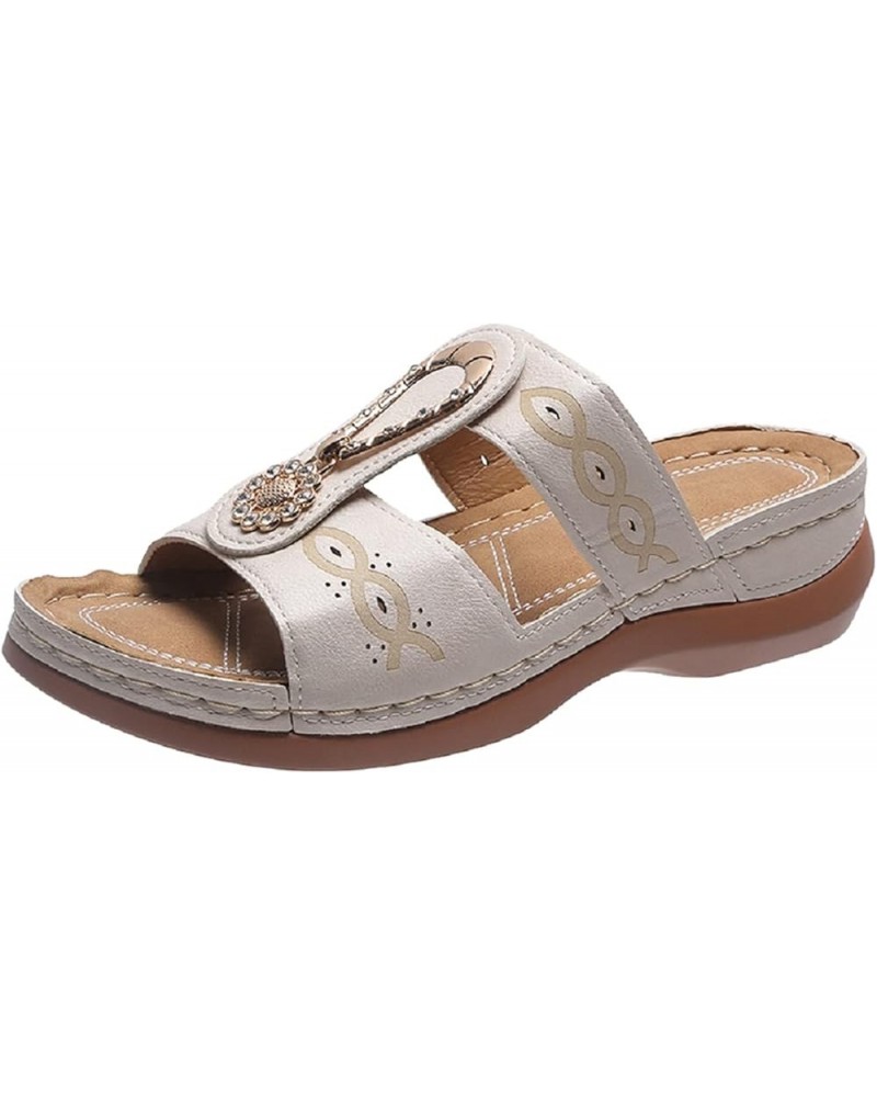 Sandals Women Dressy, Women Orthopedic Sandals with Arch Support Open Toe Flip Flops Summer Outdoor Flat Slippers White $11.9...