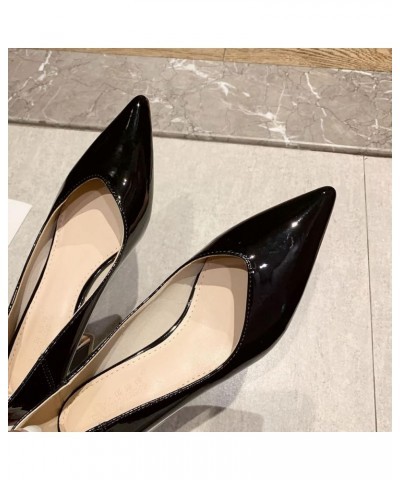 Womans Middle Heel Trendy Patent Leather Pumps Slip-on Pointed-Toe Comforting Mid Block Heeled Pumps for Office Dating Khaki ...