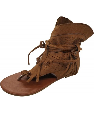 Womens Wedge Sandals Thong Ankle Strap Comfy Thick Cushion Beach Vacation Casual Walking Sandal 142-ibzwp-d-brown $19.64 Sandals