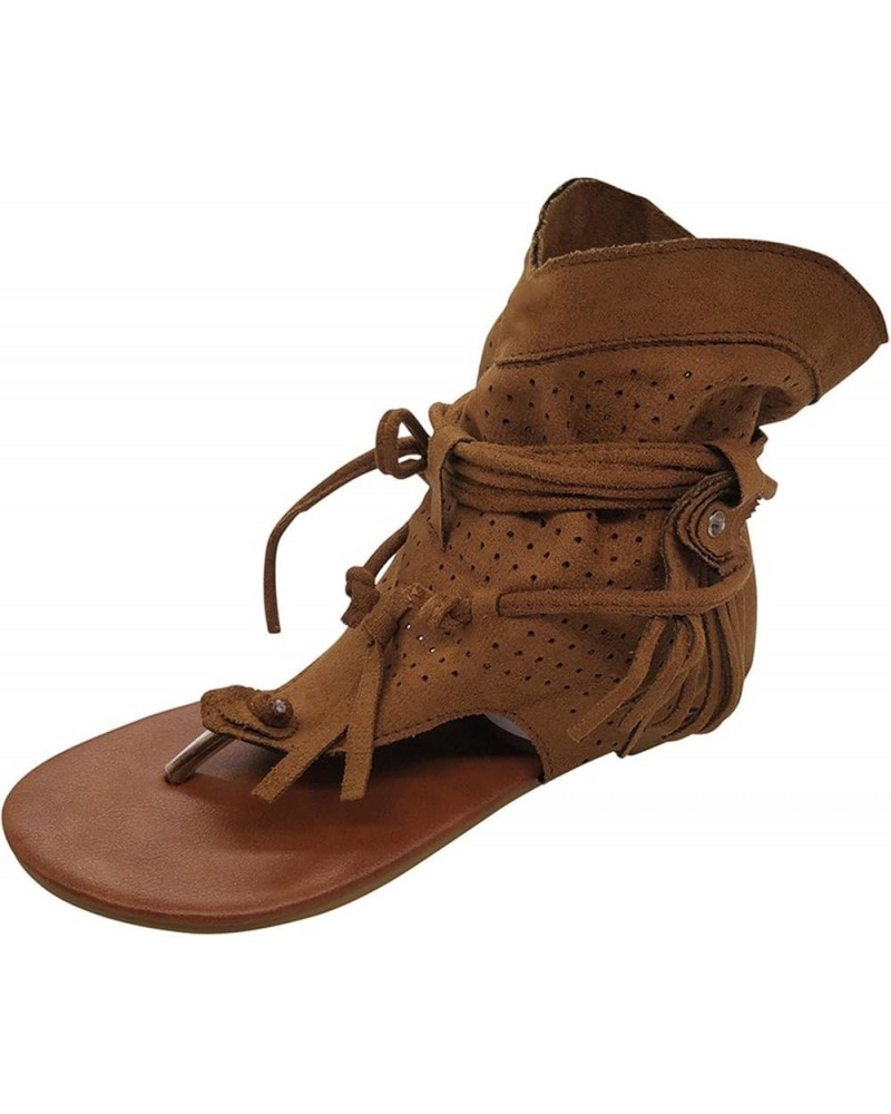 Womens Wedge Sandals Thong Ankle Strap Comfy Thick Cushion Beach Vacation Casual Walking Sandal 142-ibzwp-d-brown $19.64 Sandals