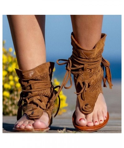 Womens Wedge Sandals Thong Ankle Strap Comfy Thick Cushion Beach Vacation Casual Walking Sandal 142-ibzwp-d-brown $19.64 Sandals